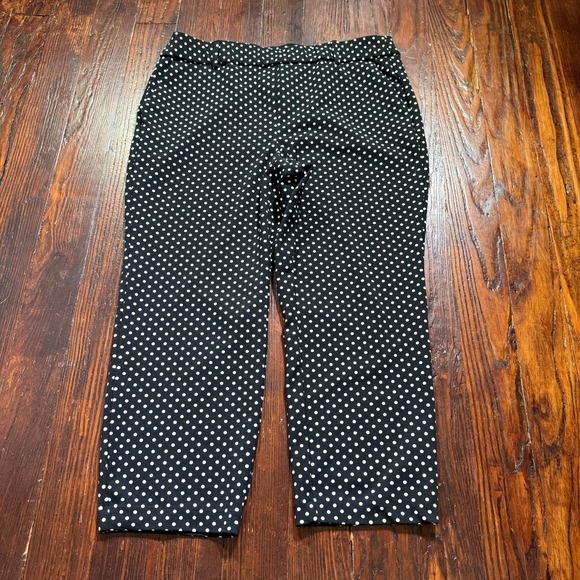 Jules & Leopold Pants - Jules & Leopold Pants Womens 1X Black White Polka Dots Pull On Stretch Plus Size